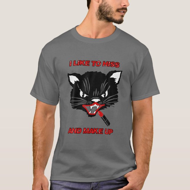 Camiseta Me Gusta El Sueño Y El Maquillaje (Gato Negro, Lip (Anverso)
