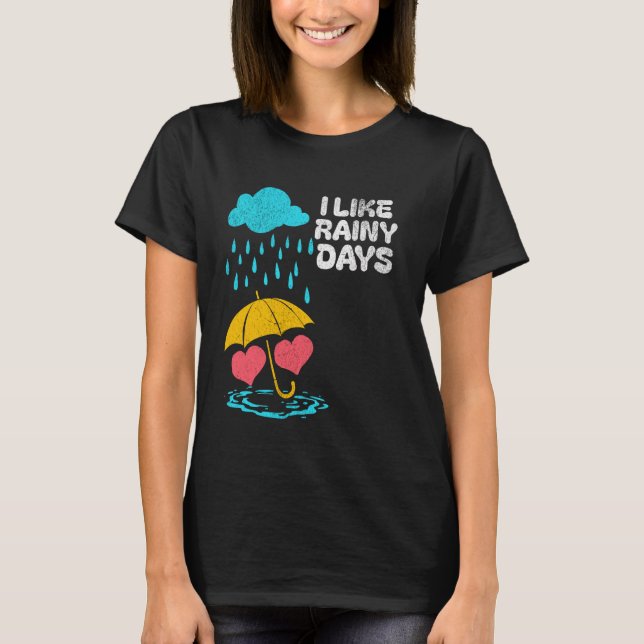 Camiseta Me Gusta El Tiempo Lluvioso Lluvia De Paraguas Llu (Anverso)