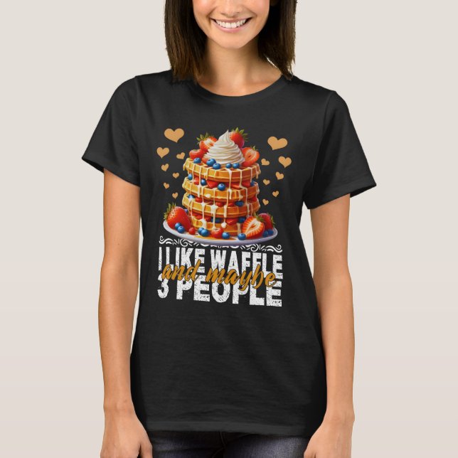Camiseta me gusta el waffle y tal vez 3 personas (Anverso)