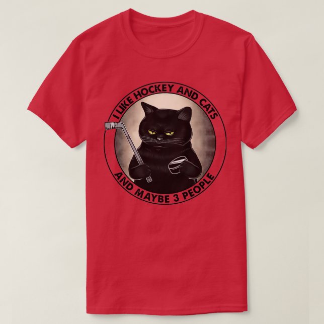 CAMISETA ME GUSTA HOCKEY Y GATOS Y TAL VEZ 3 PERSONAS  (Diseño del anverso)
