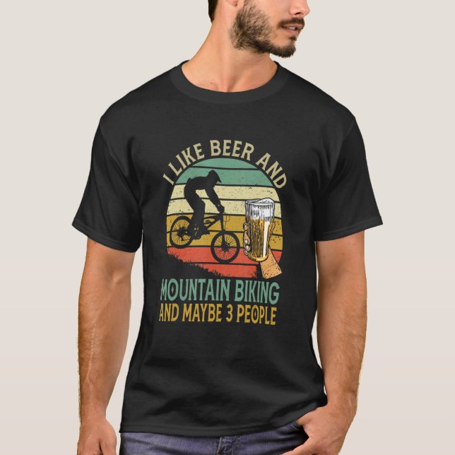 Camiseta Me Gusta La Bicicleta De Cerveza Y Montaña Y Quizá (Anverso)