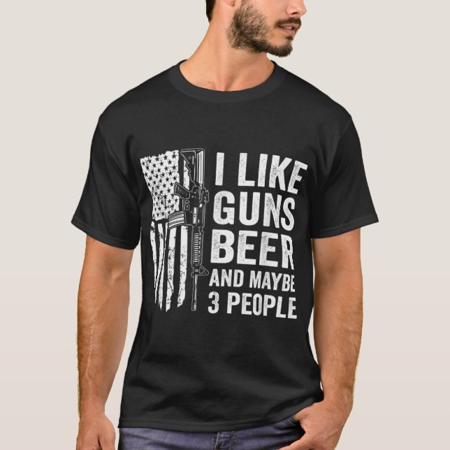 Camiseta Me Gusta La Cerveza Guns Y Quizá 3 Personas - Bebi (Anverso)
