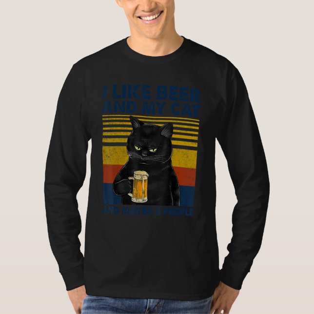 Camiseta Me Gusta La Cerveza Mi Gato Y Quizá 3 Personas Gra (Anverso)