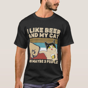 Camiseta Me Gusta La Cerveza Mi Gato Y Quizá 3 Personas Gra