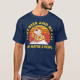 Camiseta Me gusta la cerveza mi gato y quizás 3 personas so