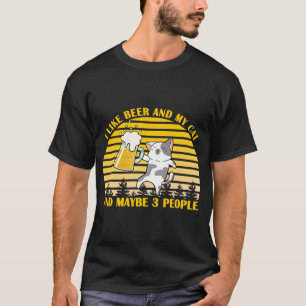 Camiseta Me gusta la cerveza mi gato y quizás 3 personas so