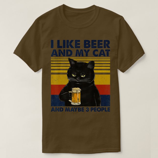 Camiseta Me gusta la cerveza mi gato y quizás 3 personas so (Diseño del anverso)