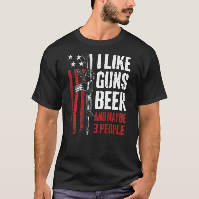Camiseta Me Gusta La Cerveza Pistolera Y Quizá 3 Personas S (Anverso)