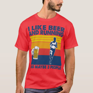 Camiseta Me gusta la cerveza y correr y quizás 3 personas P