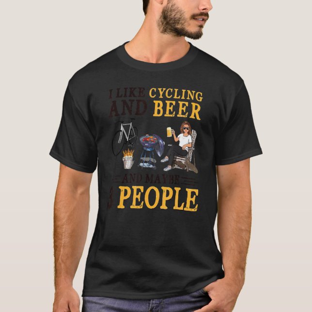 Camiseta Me Gusta La Cerveza Y El Ciclismo Y Quizá 3 Person (Anverso)