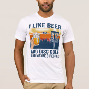 Camiseta me gusta la cerveza y el golf en disco y quizás 3