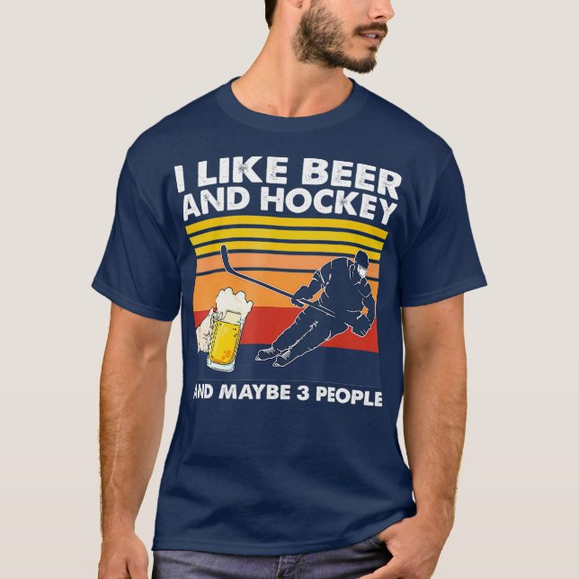 Camiseta Me gusta la cerveza y el hockey quizás 3 personas  (Anverso)