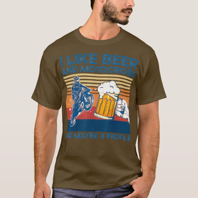 Camiseta Me Gusta La Cerveza Y La Motocross Y Quizá 3 Perso (Anverso)