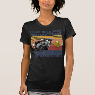 Camiseta Me Gusta La Cerveza Y Las Motocicletas - Regalo De