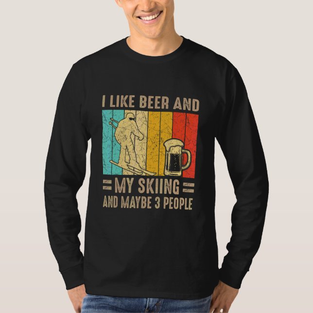 Camiseta Me Gusta La Cerveza Y Mi Esquí Y Quizá 3 Personas  (Anverso)