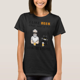 Camiseta Me Gusta La Cerveza Y Mi Gato Y Quizá 3 Personas D