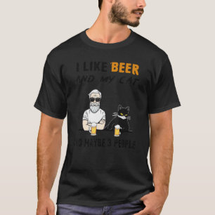 Camiseta Me gusta la cerveza y mi gato y quizás 3 personas 