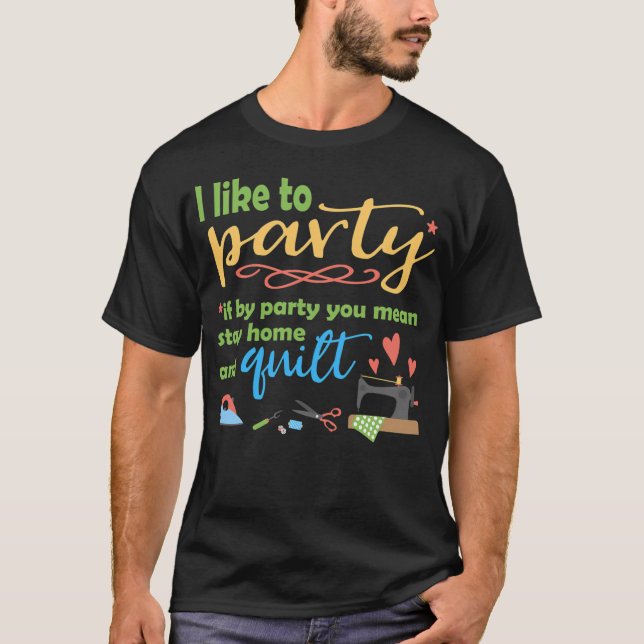Camiseta Me gusta la fiesta de patchwork (Anverso)