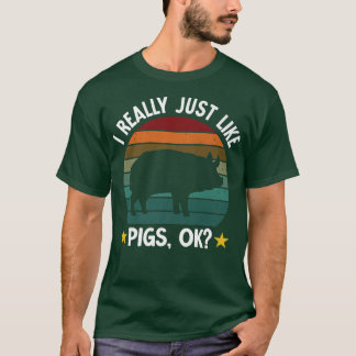 Camiseta Me Gusta La Graciosa Granja Granjera Pig Premium