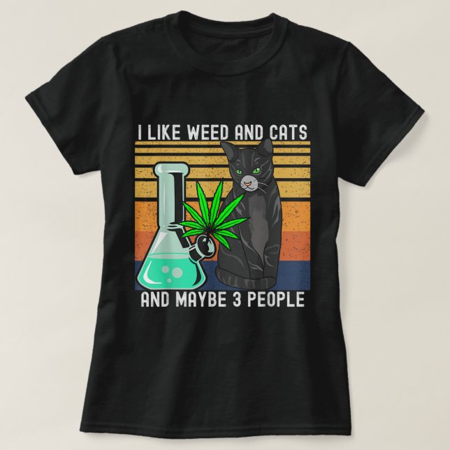 Camiseta Me Gusta La Mala Mi Gato Y Quizá 3 Personas Retro (Diseño del anverso)