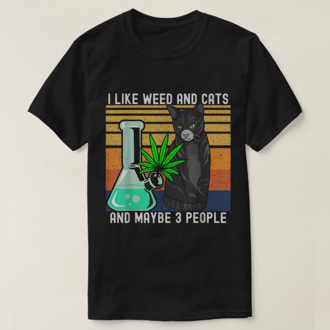 Camiseta Me Gusta La Mala Mi Gato Y Quizá 3 Personas Retro (Diseño del anverso)