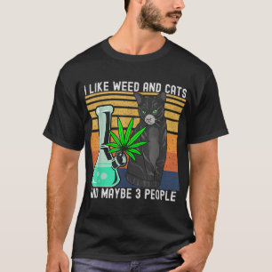 Camiseta Me Gusta La Mala Mi Gato Y Quizá 3 Personas Retro