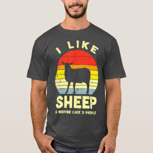 Camiseta Me Gusta La Oveja Tal Vez 3 Personas Retro Animal
