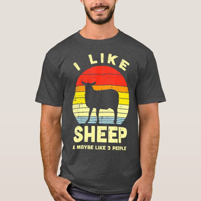 Camiseta Me Gusta La Oveja Tal Vez 3 Personas Retro Animal  (Anverso)