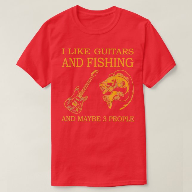 Camiseta Me Gusta La Pesca Y Los Guitres Y Quizá 3 Personas (Diseño del anverso)