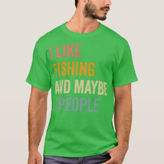 Camiseta Me Gusta La Pesca Y Quizá 3 Personas Retro Adventu