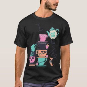 Camiseta Me gusta la Tea Cup de té Vintage Print TeaPot Dri