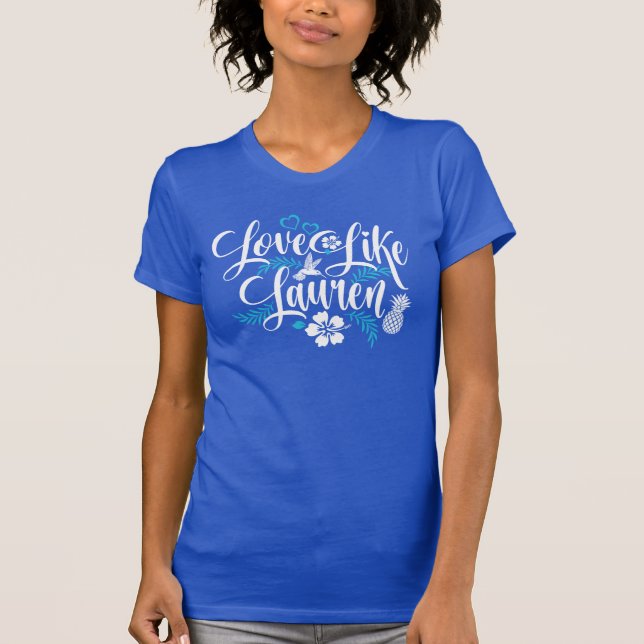 Camiseta Me Gusta Lauren Hibiscus Flowers & Hummingbird T- (Anverso)