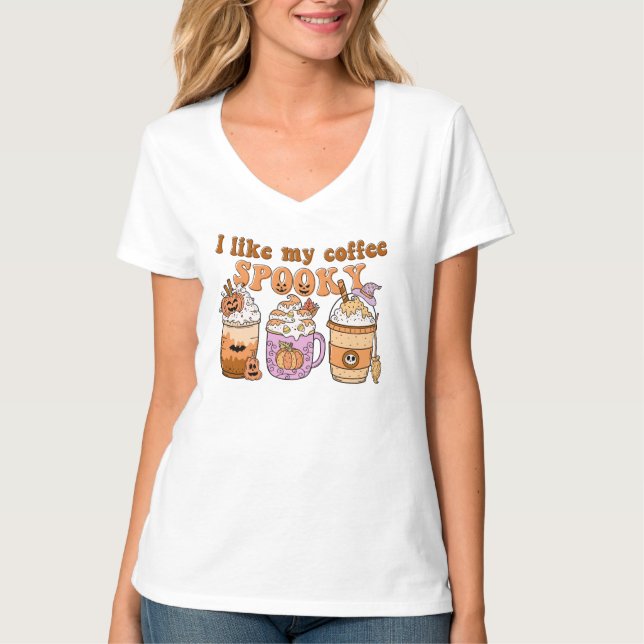 Camiseta Me gusta mi adorable calabaza de café bruja de hal (Anverso)