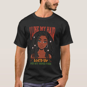 Camiseta Me Gusta Mi Cabello Trenzado y Mi Mente Libre Negr