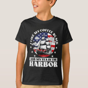 Camiseta Me Gusta Mi Café Negro Y Mi Té En El Puerto De Nos
