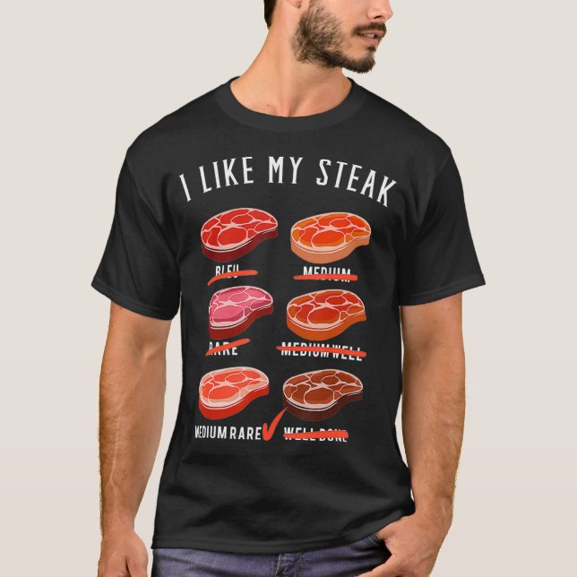 Camiseta Me Gusta Mi Carne Media De Carne Rara (Anverso)