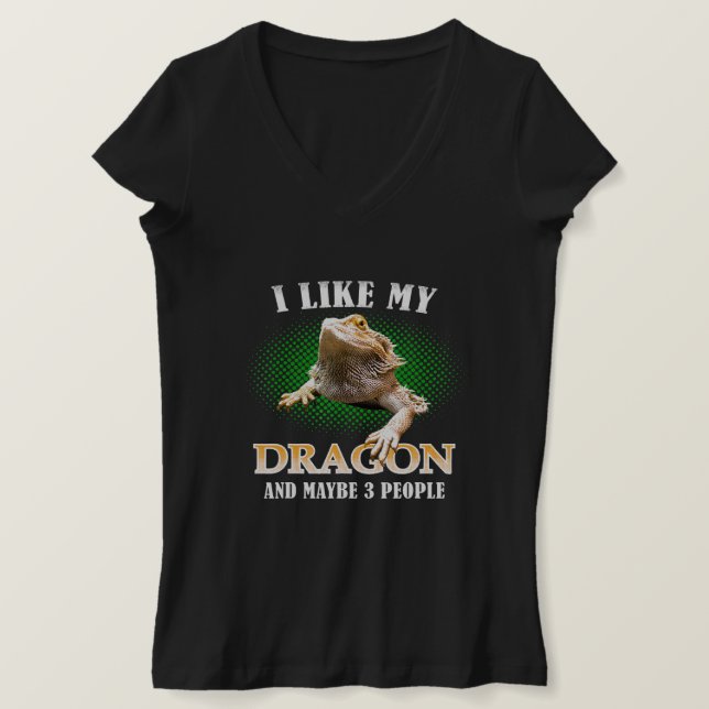 Camiseta Me Gusta Mi Dragón De Cabeza Y Quizá 3 Personas Li (Anverso del diseño)