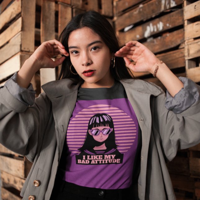 CAMISETA ME GUSTA MI MAL ACTITUD, DAMAS, CAMISAS GÓTICAS. (Subido por el creador)