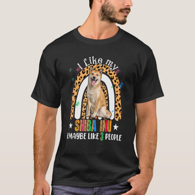 Camiseta Me Gusta Mi Shiba Inu Y Quizá 3 Personas Leopard R (Anverso)