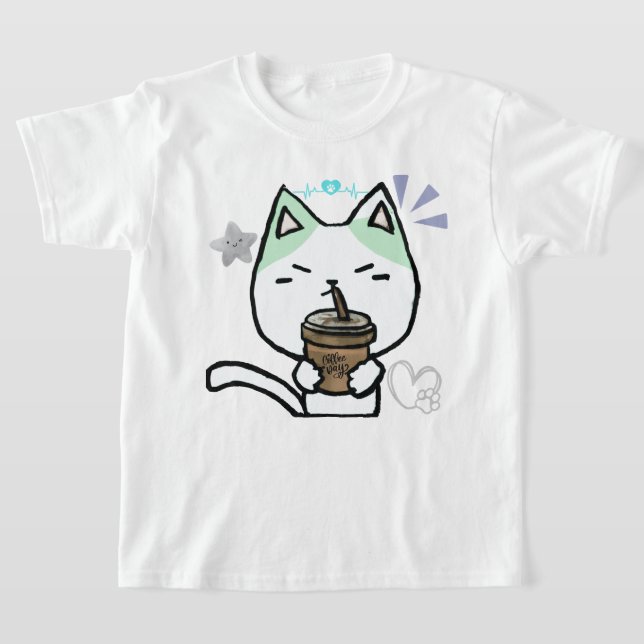 Camiseta Me Gusta Mucho El Café Bien Gato (Distribución)
