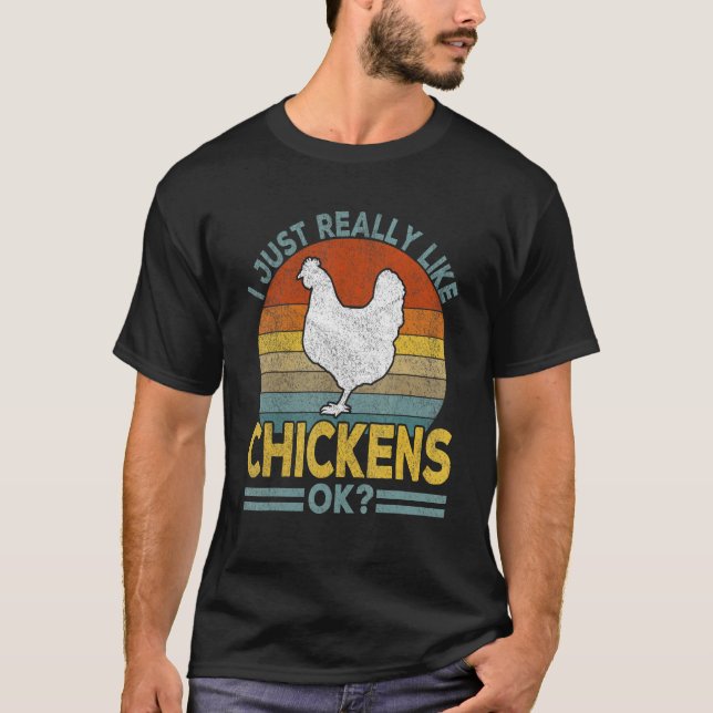 Camiseta Me gusta mucho el pollo  Pollo Retro (Anverso)