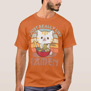 Camiseta Me gusta mucho Ramen Cute Cat come Ramen Noodl