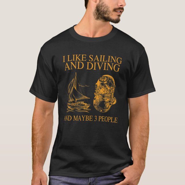 Camiseta Me Gusta Navegar Y Bucear Y Quizá 3 Personas (Anverso)