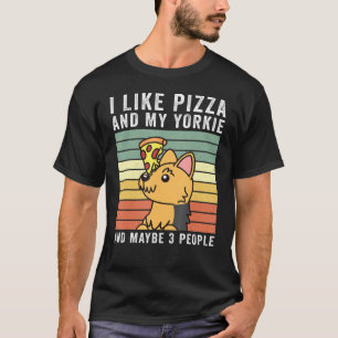 Camiseta Me Gusta Pizza Yorkshire Terrier Retro Perro Vinta