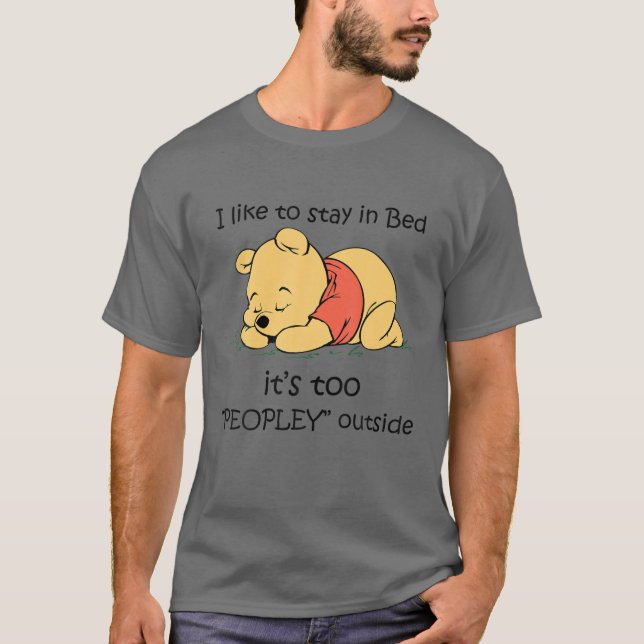 Camiseta Me gusta quedarme en la cama. Es demasiado gente a (Anverso)