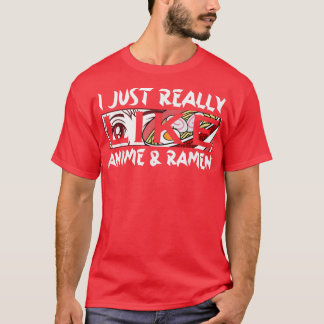Camiseta Me Gusta Realmente Anime Y Ramen Kawaii Manga444