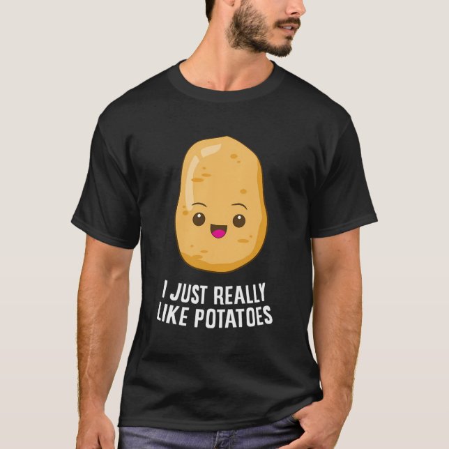 Camiseta Me Gusta Realmente La Comida Vegetable De Patatas (Anverso)