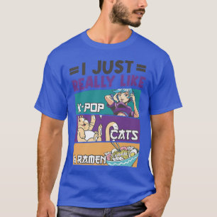 Camiseta Me Gusta Realmente Los Gatos De K-pop Y Ramen 228