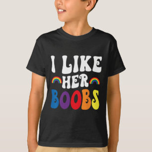 Camiseta Me Gusta Su Pecho Parejas Lesbianas Lgbtq Divertid