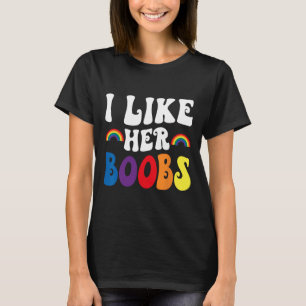 Camiseta Me Gusta Su Pecho Parejas Lesbianas Lgbtq Divertid